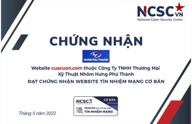 Công bố | Công Ty TNHH Thương Mại Kỹ Thuật Nhôm Hưng Phú Thành đã đạt chứng nhận Website Tín nhiệm mạng cơ bản